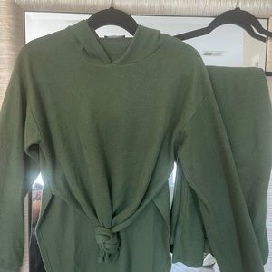 Army green fleece legging set